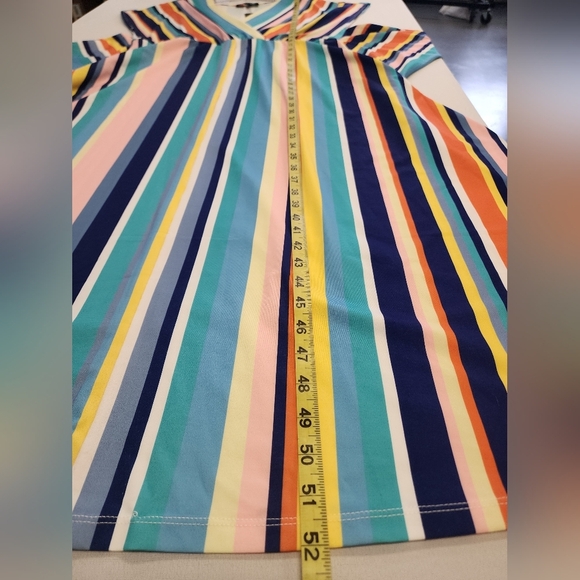 Eloquii Women's Vibrant Multicolor Striped Maxi Dress Front Wrap Tie, sz 14 - Picture 7 of 14